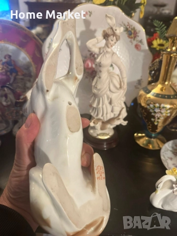 Lomonosov USSR Circa  1950 porcelain English Pointer dog - изящен и огромен сетер, снимка 11 - Антикварни и старинни предмети - 52791333
