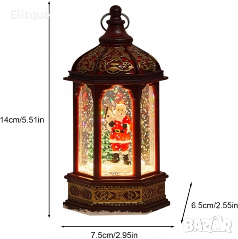 Коледен светещ фенер с въртящ се снежен ефект – уют и коледна магия, снимка 4 - Декорация за дома - 52820139