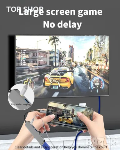 USB C хъб 6в1 USB HDMI TF SD четец на карти, снимка 6 - Кабели и адаптери - 49451966