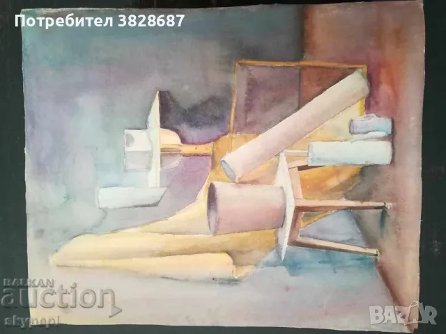 Натюрморт АКВАРЕЛ от 80-те години, снимка 2 - Картини - 48276792