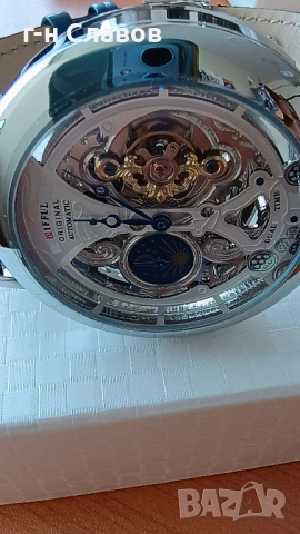 Skeleton DIFFUL Moon Phase Tourbillion Leather Men Automatic Watch, снимка 8 - Мъжки - 51655295