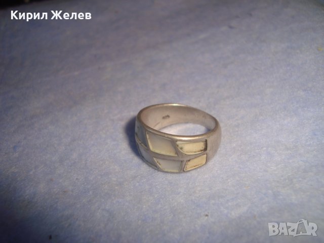 СТАР СРЕБЪРЕН СЕДЕФЕН АРТ ПРЪСТЕН АНГЛИЯ СРЕБРО 925 МАЙСТОРСКА РЪЧНА ИЗРАБОТКА УНИКАТ 25920, снимка 9 - Пръстени - 37395451