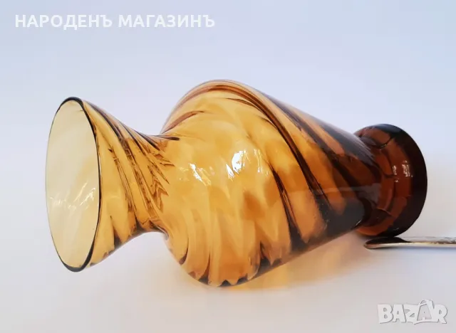 Ваза MURANO МУРАНО модел "Спирала" амбър кехлибар цветя , снимка 3 - Други ценни предмети - 47727652