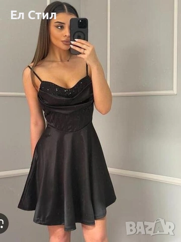 📌#Официална сатенена #рокля 95% сатен 5% ликра Производител: Италия Хс С М Л 37 евро Еконт, снимка 3 - Рокли - 53472147