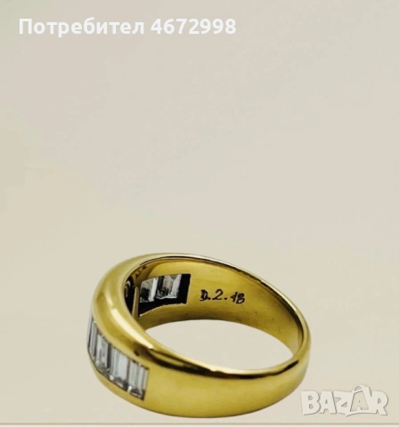 Пръстен със диаманти 2.2 к. И 18к злато, снимка 6 - Пръстени - 53266327