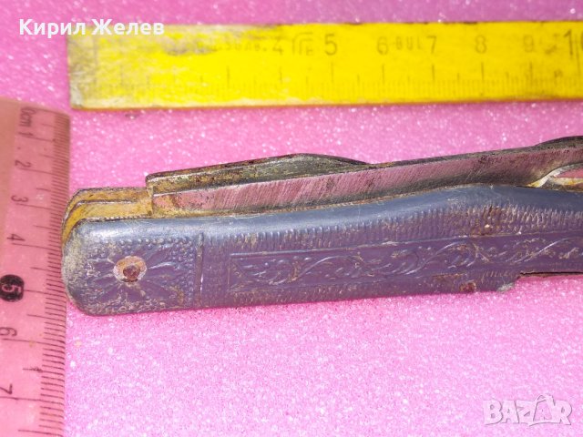 USSR Старо РЯДЪК КОЛЕКЦИОНЕРСКИ МОДЕЛ РУСКО РИБАРСКО ДЖОБНО НОЖЧЕ СССР ФЛОРАЛНО ОРНАМЕНТИРАНО 43099, снимка 13 - Колекции - 44041328