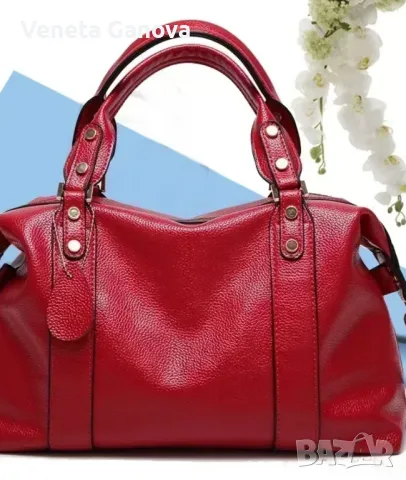 Стилна дамска чанта в червено, снимка 3 - Чанти - 47468741