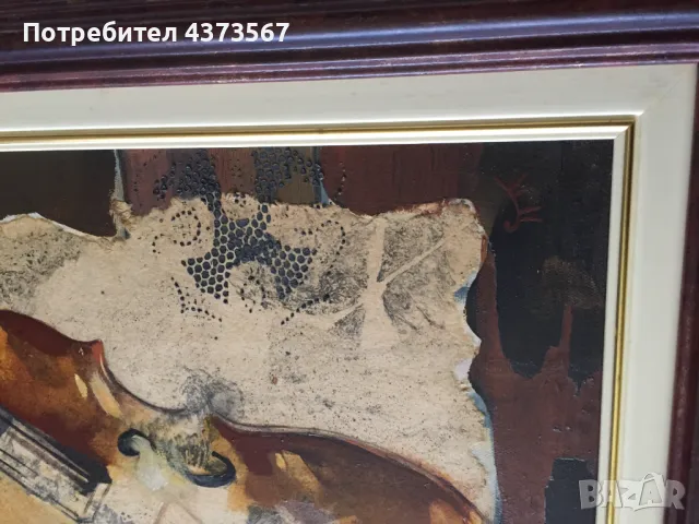 картина "Цигулка" – маслени бои, с подпис на художника, снимка 3 - Картини - 49299487