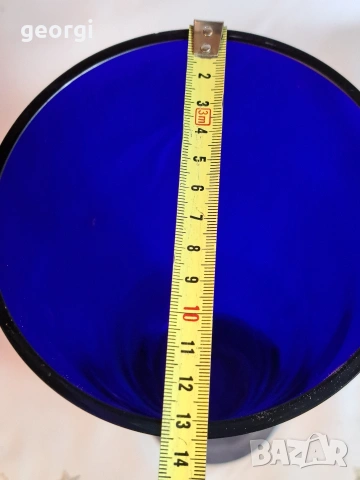 стъклена ваза син кобалт 32/6, снимка 6 - Вази - 53254609