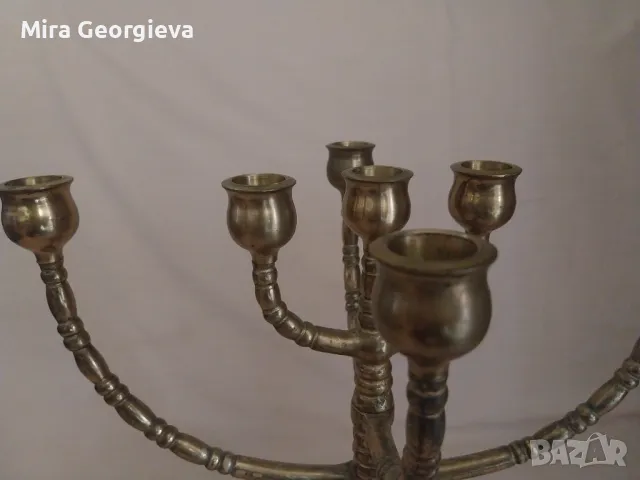 Еврейски свещник- стар- /менора/, снимка 3 - Антикварни и старинни предмети - 49919889