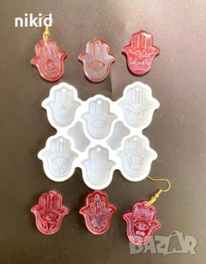 6 малки Хамса ръката на Фатима ръка силиконов молд форма фондан смола обеци висулка бижу колие декор