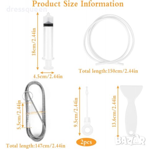 4155 Комплект за почистване на запушен дренаж на хладилник със спринцовка и гъвкава тел с четка, снимка 10 - Други стоки за дома - 44012854