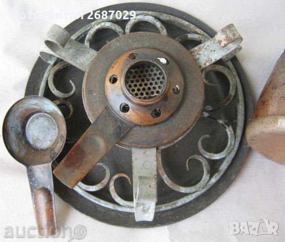  Стар спиртник котлон примус горелка печка с керамичен съд и надпис, котлони, снимка 7 - Други ценни предмети - 28950029