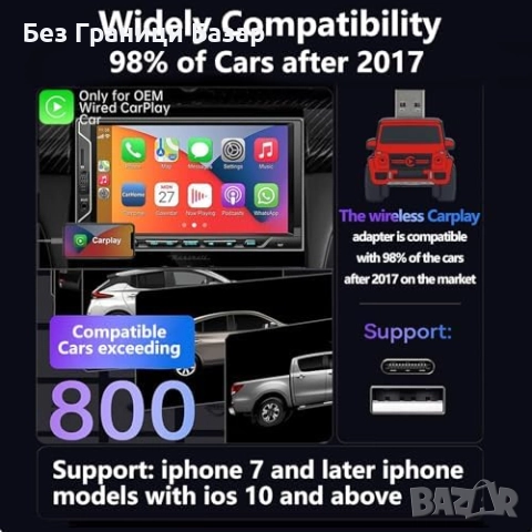 Нов Стилен безжичен CarPlay адаптер – лесна инсталация, iPhone кола, снимка 8 - Друга електроника - 52081007