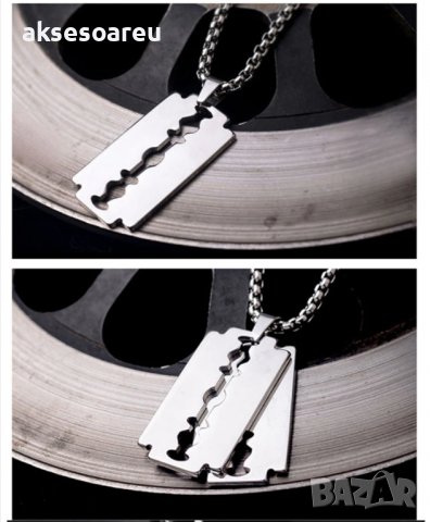 Колие бръснарско ножче  от неръждаема стомана бръснач медальон мъжки бижута огърлици висулки с вериж, снимка 10 - Колиета, медальони, синджири - 38356270