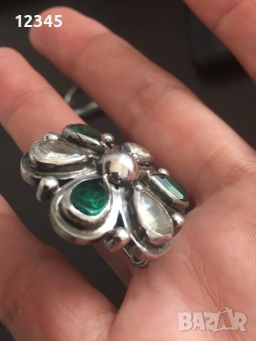 Разкошна стара сребърна брошка с камъни, снимка 3 - Други - 37824564