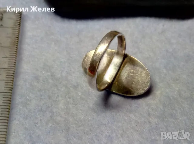 СТАРИНЕН РЕТРО АРТ СРЕБЪРЕН ПРЪСТЕН СРЕБРО ВИСОКА ПРОБА с РЪЧНО РИСУВАН БЯЛ ОПАЛ 30544, снимка 7 - Антикварни и старинни предмети - 49885923