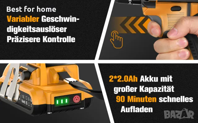 Мощен акумулаторен винтоверт JYGMPRO 21 V, снимка 13 - Винтоверти - 47826263