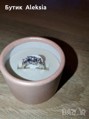 Промо! Дамски годежни пръстени сиви посребрени с австралииски кристали , снимка 1 - Пръстени - 27099427