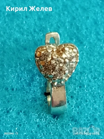 Нежна сребърна обеца във формата на сърце с инкрустирани кристали 53064, снимка 2 - Обеци - 53051904