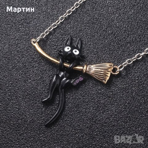 Колие японска черна котка с метла - чисто ново, снимка 2 - Колиета, медальони, синджири - 28070073