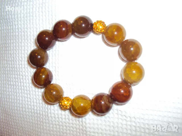 Гердан и гривна от полускъпоценен камък ЯНТАР, снимка 2 - Бижутерийни комплекти - 48015430