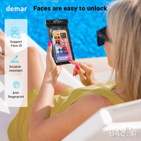 BTYEX Универсален водоустойчив калъф за телефон до 7 инча, черен, снимка 2 - Калъфи, кейсове - 43400082