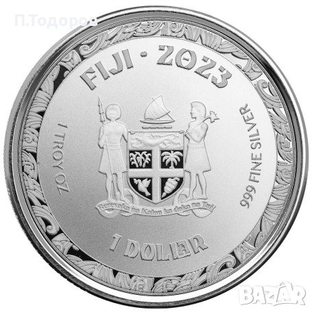 Сребро 1 oz риби Кой 2023 - остр. Фиджи, снимка 2 - Нумизматика и бонистика - 43568338