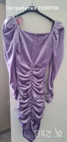 Елегантна рокля в лилаво кадифе, снимка 2 - Рокли - 47700411