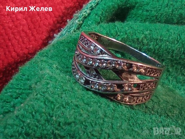 СТАР АЖУРЕН СРЕБЪРЕН СКЪПОЦЕНЕН АРТ ПРЪСТЕН СРЕБРО 925 с ФАСЕТИРАНИ ЦИРКОНИ 32514, снимка 3 - Пръстени - 38323572