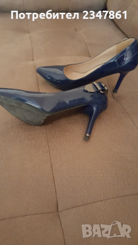 Тъмно сини лачени обувки, снимка 5 - Дамски елегантни обувки - 36404236