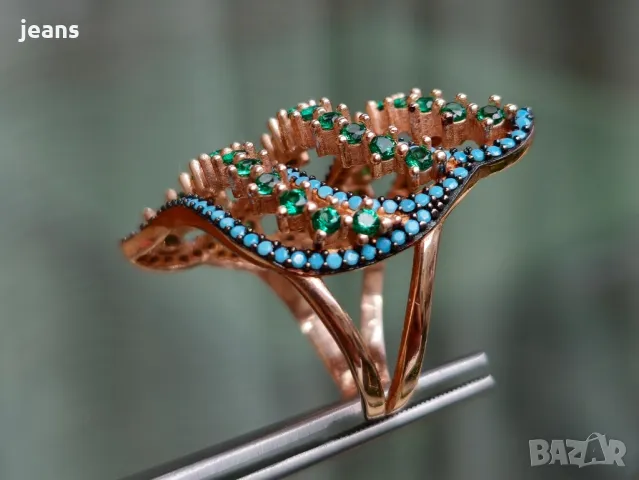 Сребърен пръстен с розово покритие 175722, снимка 5 - Пръстени - 50324983