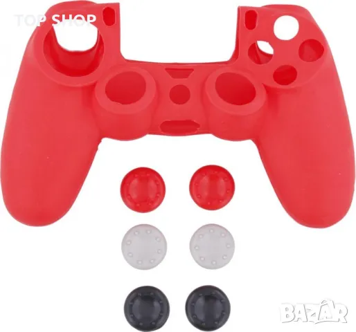 Силиконов калъф за контролер PlayStation 4 Controller  Предлага се в два цвята- бял или червен, снимка 2 - Аксесоари - 48540542