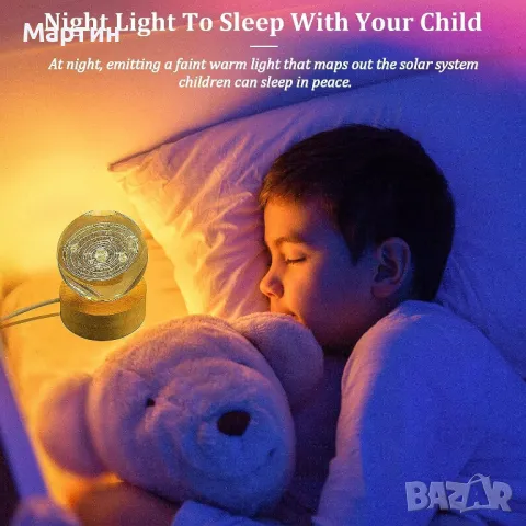 Нощна лампа Космос 3D LED USB 7x7x8см, снимка 6 - Декорация за дома - 48933628