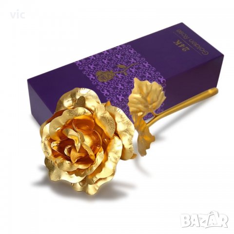 Промо! Оригинална позлатена роза 24К роза + кутия, снимка 2 - Декорация за дома - 27934488