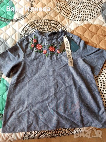 Нова блуза с къс ръкав и ефектна бродерия , снимка 3 - Тениски - 36846063