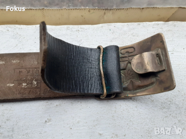 Съветски военоморски кожен колан с бронзова тока, снимка 2 - Антикварни и старинни предмети - 53444593