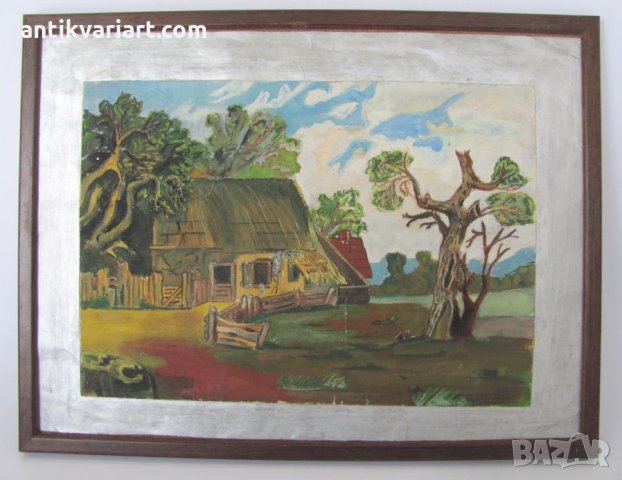 Антикварна Картина масло върху картон