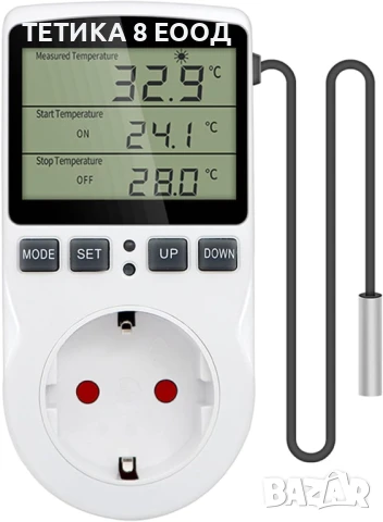 Цифров температурен контролер с контакт за сензор, контакт за термостат за отопление и охлаждане с т, снимка 1