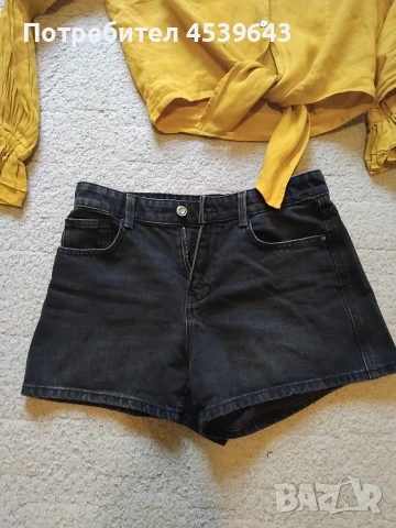 Ленена риза и черни дамски панталонки ZARA , снимка 4 - Къси панталони и бермуди - 52859310