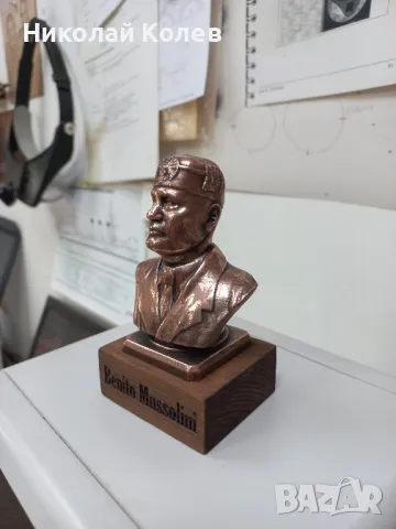 Статуетка-сувенир "бюст на Бенито Мусолини".Медна галванопластика.