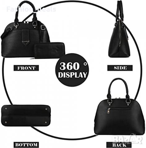 Нова стилна елегантна черна дамска чанта от изкуствена кожа + портмоне, снимка 5 - Чанти - 33611404