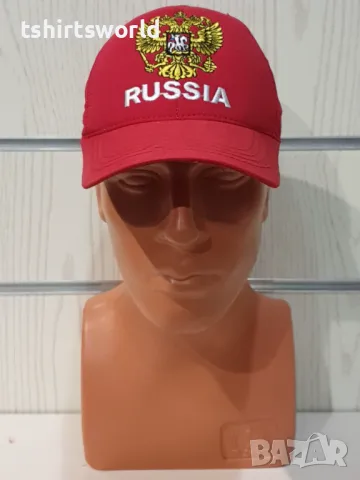 Нова шапка с козирка Русия, с Герб в червен цвят, снимка 4 - Шапки - 47494537