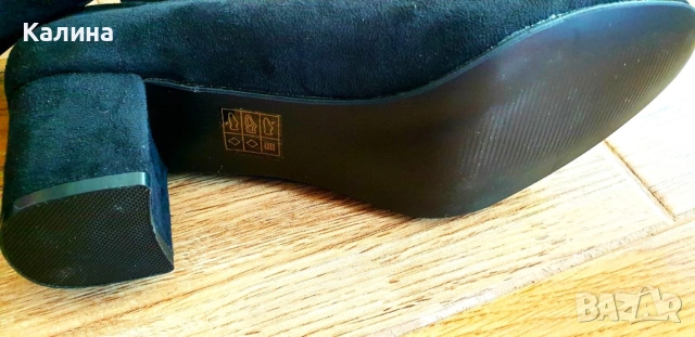 Официални черни, дамски, велурени обувки, снимка 4 - Дамски елегантни обувки - 52682754