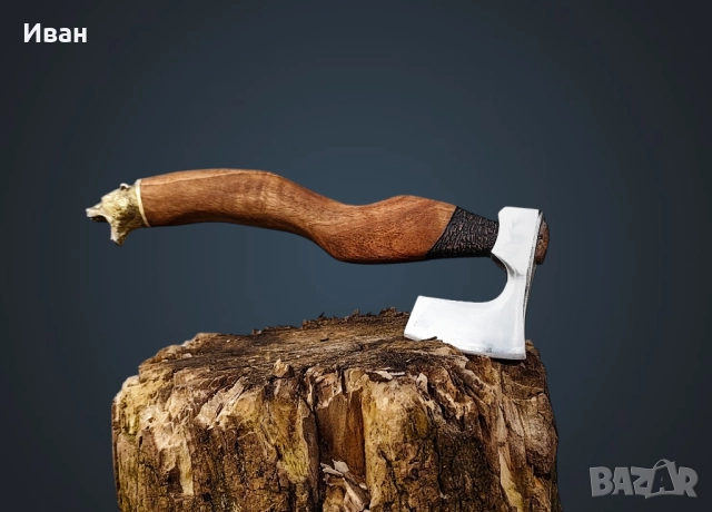 Брадва ръчна изработка, мини мезеджийска брадвичка комплект дъска за рязане мечка , снимка 3 - Ножове - 52909537