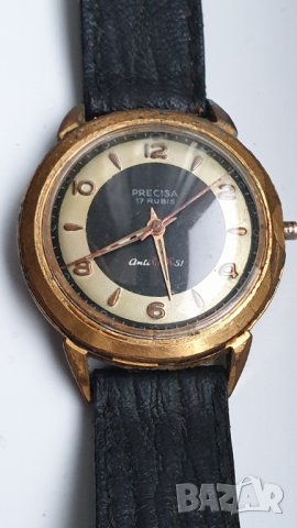 Мъжки позлатен механичен часовник Precisa 17 jewels, снимка 6 - Антикварни и старинни предмети - 43099523