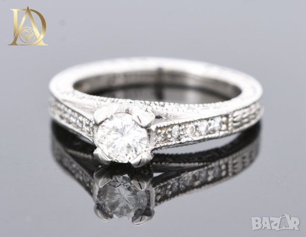 Винтидж Златен Пръстен с 0.78кт Естествени Диаманти, снимка 5 - Пръстени - 43038882