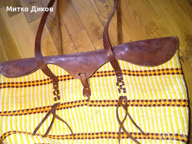 Бутикова Чанта 46х34 см естествена кожа и плетени нишки от промазан плат дебела, снимка 6 - Чанти - 36903810