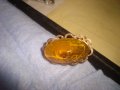 СТАРА ПОЗЛАТЕНА РЕТРО БРОШКА ТОПЕН КЕХЛИБАР / КАТАЛИН ЕСТЕСТВЕНА СМОЛА МАЙСТОРСКО ВИНТИДЖ БИЖУ 71381, снимка 16