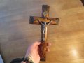 Стар кръст разпятие Христово, Исус Христос 31 х 16 см с красиви мотиви от метал религия, снимка 2